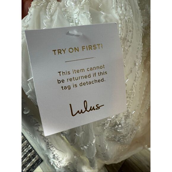 Lulus Modern Fairytale White Mesh Beaded Sequin Mermaid Wedding Dress - Picture 11 of 11